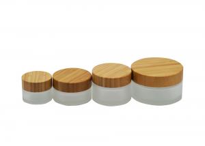China Natural Bamboo Cream 30g Luxury Glass Cosmetic Jars on sale