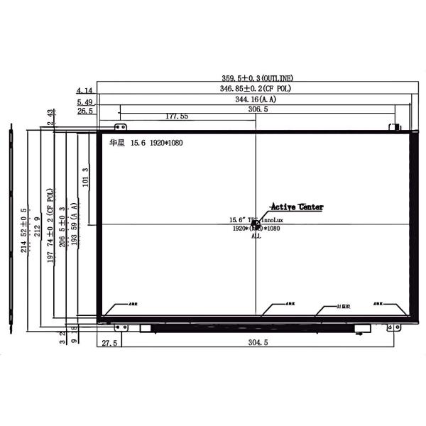 15.6 Inch FHD TFT LCD Panel High Contrast LCD Monitor Anti Glare Slim Design For Laptop