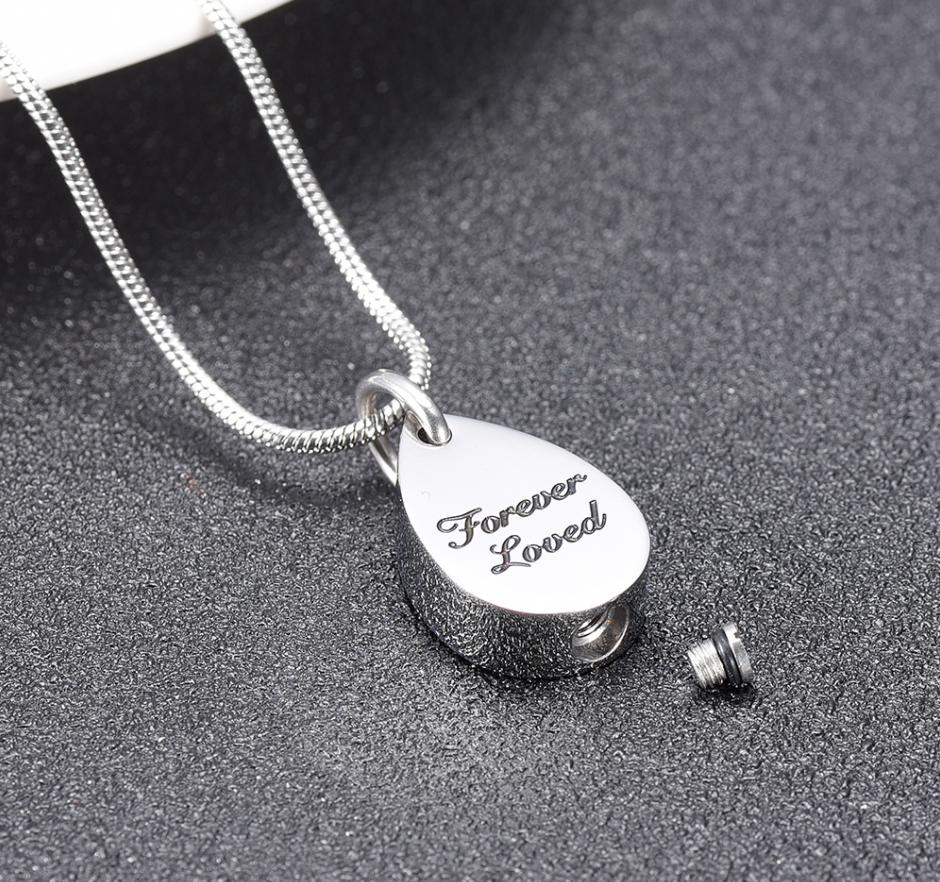 Picture Water Drop Urn Ashes Holder Cremation Pendant Keepsake Necklace Urns Memorial Jewelry
