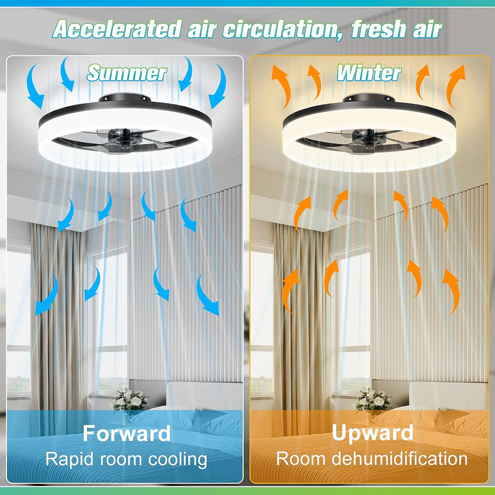 19.7 Inch Invisible Nordic Simple Led Ceiling Cell Fan with Lamp with Led Lighting Led Lamp Classic and Remote