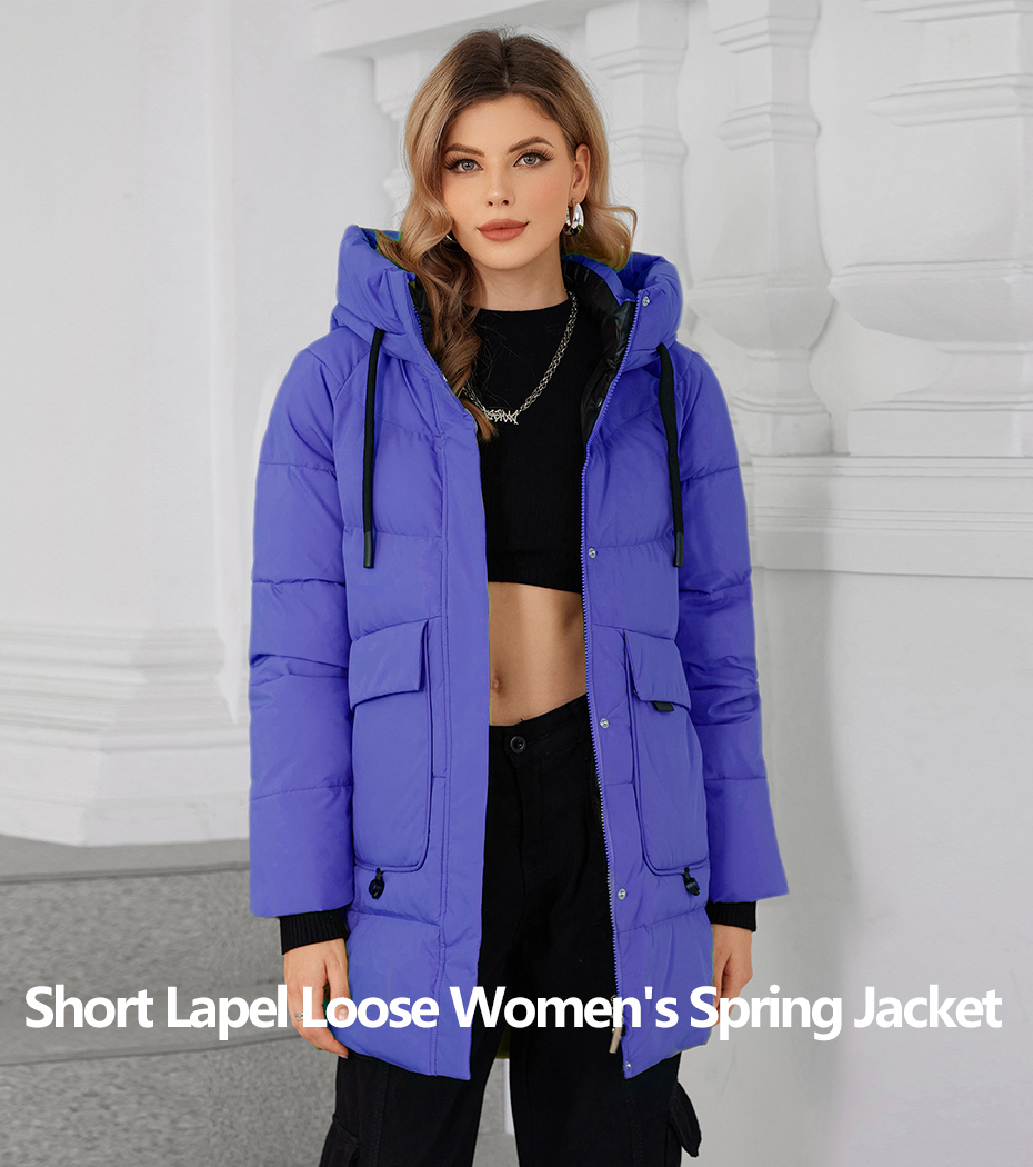Stand-up Collar & Hood Mid-length Cotton/Down Jacket - Warmth Meets Fashion，classic woman coat，middle length，bright colour