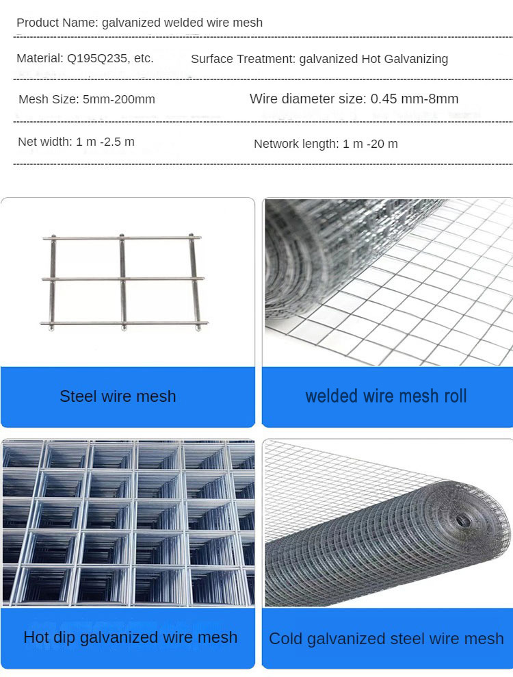 Hot Dipped Galvanized Welded Wire Mesh Roll 2mx30m Corrosion Resistant for Construction Fencing