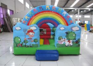 Quality Outdoor Rainbow Farm Kids Inflatable Bounce House 0.55mm PVC 3 X 2m For Party for sale
