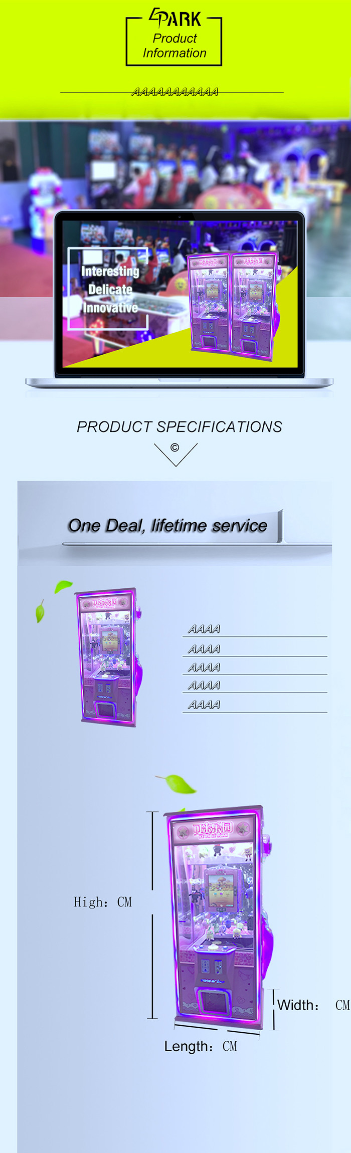 1 - 2 Player Crane Game Machine / Claw Grabber Machine 90W 220V