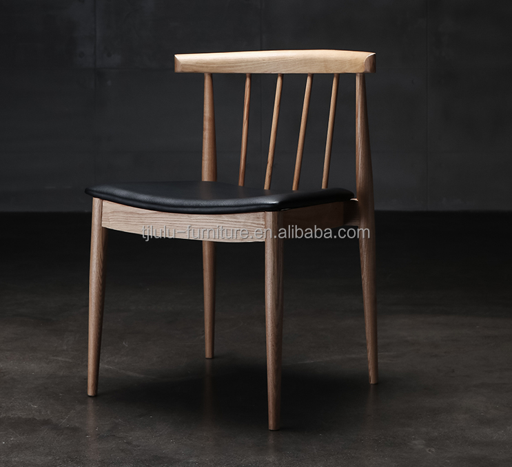 General Home Furniture Contemporary Design Style Wood Dining Chair with Fabric Leather Seat Armrest