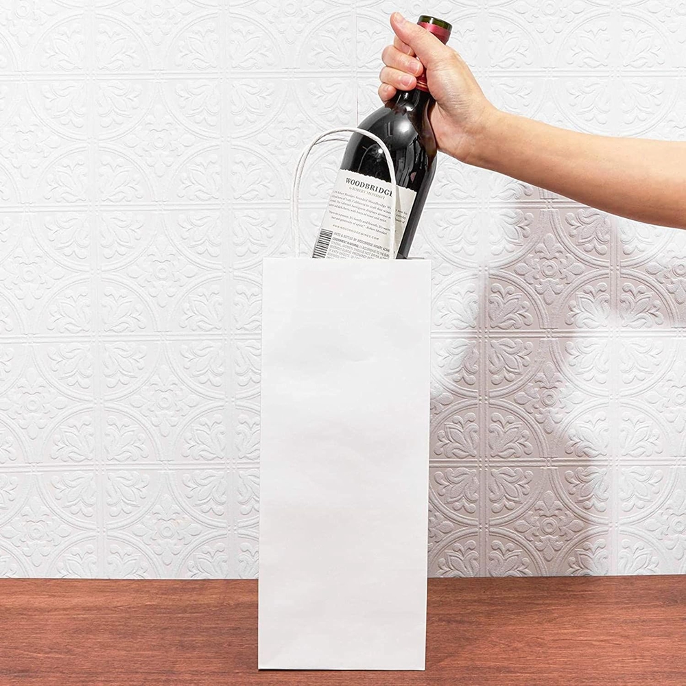 Golden White Kraft Wine Paper Bag for Wine Bottle Printing CMYK 4 Color Offset Printing