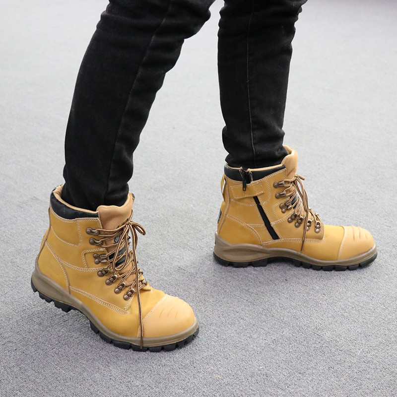 Genuine Leather Safety Boots With Rubber Sole Sturdy And Comfortable Work Shoes