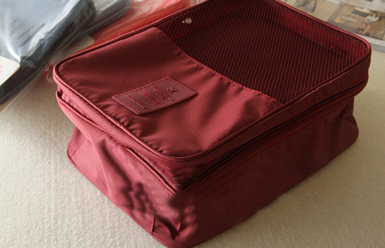 Red Large Size Travel Packing Organisers Inner Net Pocket Embroidery Printing