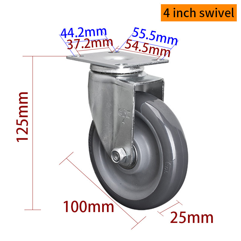 Zinc Coating Light Duty Casters Grey 4 Inch Chair Casters 364P-76