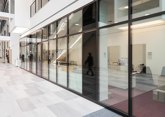 10mm Single Glass Partition Wall System With 79mm Aluminum Framed Sound Insulation