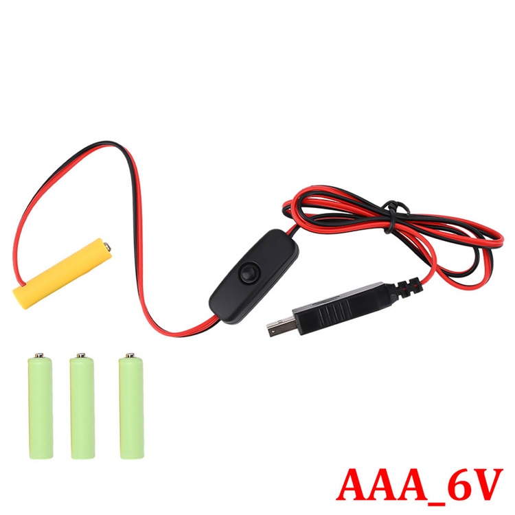 1.5v 3v 4.5v 6v LR6 AA LR03 AAA Battery Eliminator Replace USB Switch ON OFF Power Charger Cable for LED Light Electronic Toys