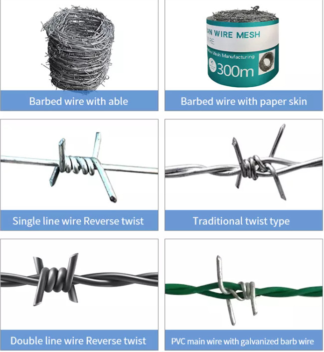 Us Standard Galvanized Barbed Wire 4 Points 5" Spacing Class 1