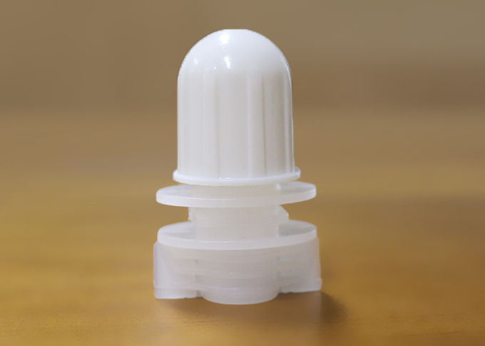 White Plastic Spout Screw Capping Caps Sealing On Laundry Detergent Doypack