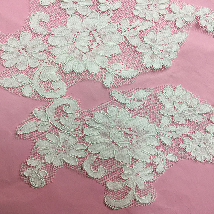 Ivory Venise Cord Lace Applique for Bridal Gown Wedding Dress decor,one pair