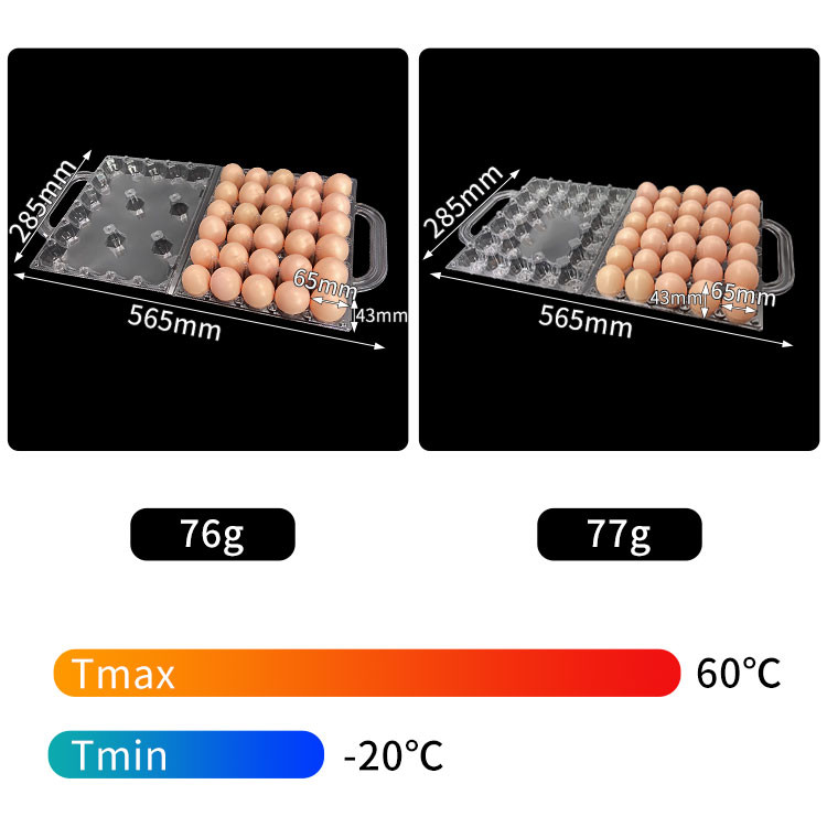 Disposable 30 Holes Plastic Egg Cartons Lightweight Blister With Handle