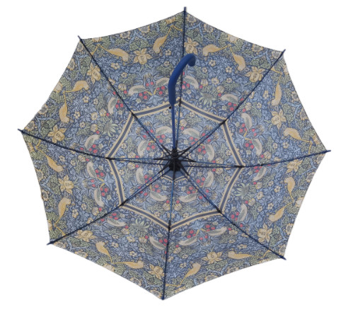 23 Inches 8 Fiberglass Ribs Hands-free Stick Umbrella With J Shape Rubber Coated Plastic Handle