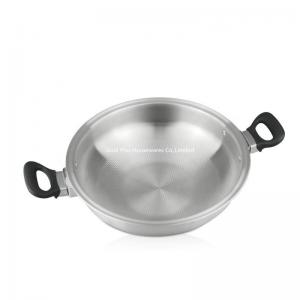 China Custom design 304 try-ply stainless steel wok pan double ear wok all clad cookware set on TV shopping on sale