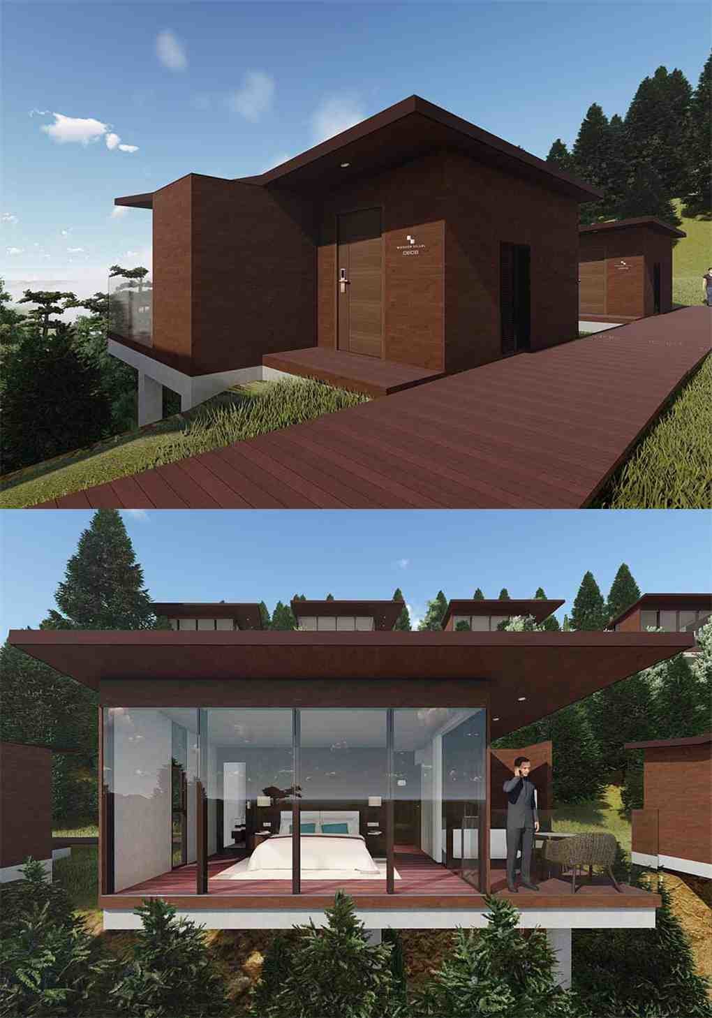 Figured Prefabricated House Shanghai With Prefab Wooden House