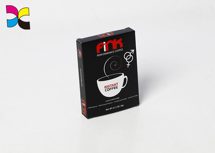 Food Instant Coffee Printed Cardboard Boxes Black Red Card Shape Embossing