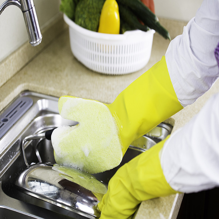 Single Layer Souring Pad Dishwashing Sponge Gloves For Household Work Black