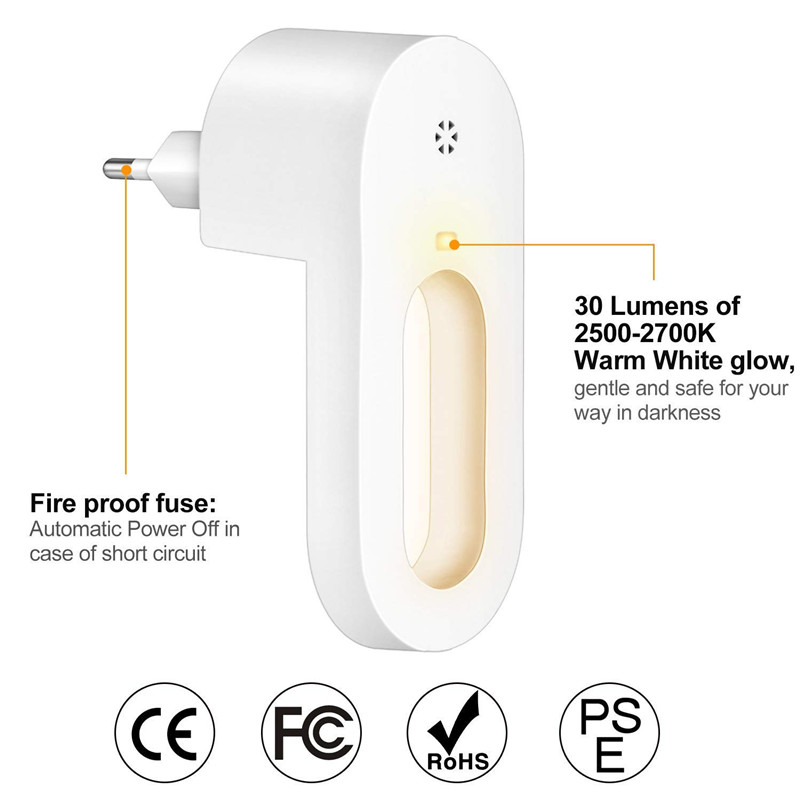 30LM Plug In Dusk To Dawn Night Light / 0.7W Motion Sensor Bedroom Night Light