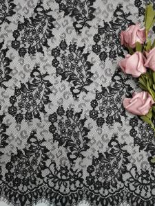 China Paisley French Lace Black Lightweight Tulle Lace Fabric on sale