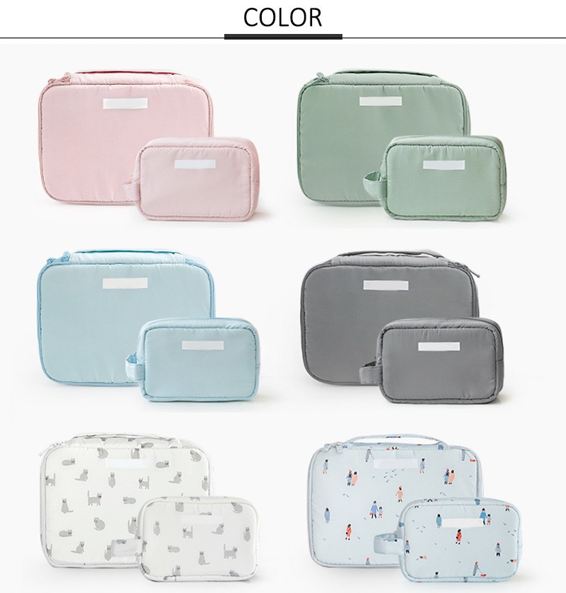 Double Zip Travel Portable Toiletry Fashion Samll Cosmetic Bag