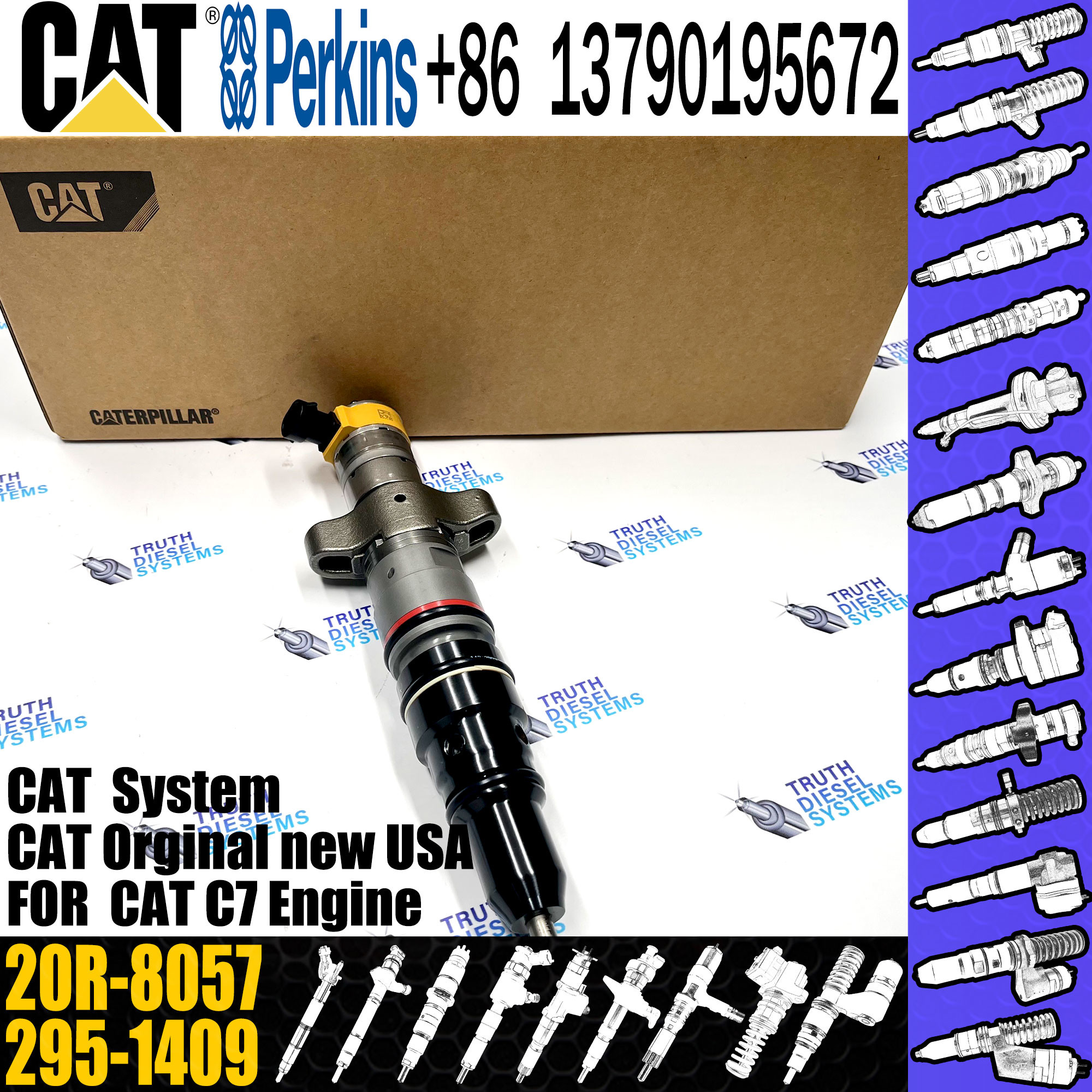 Cat C7 Engine Diesel Common Rail Fuel Injector 387-9441 20R-8067 20R-8069 20R-8057 295-1409 For Caterpillar Excavator