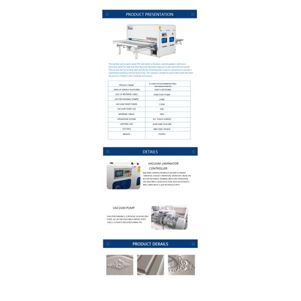 PLC Control Negative Vacuum Membrane Press Machine 27kw