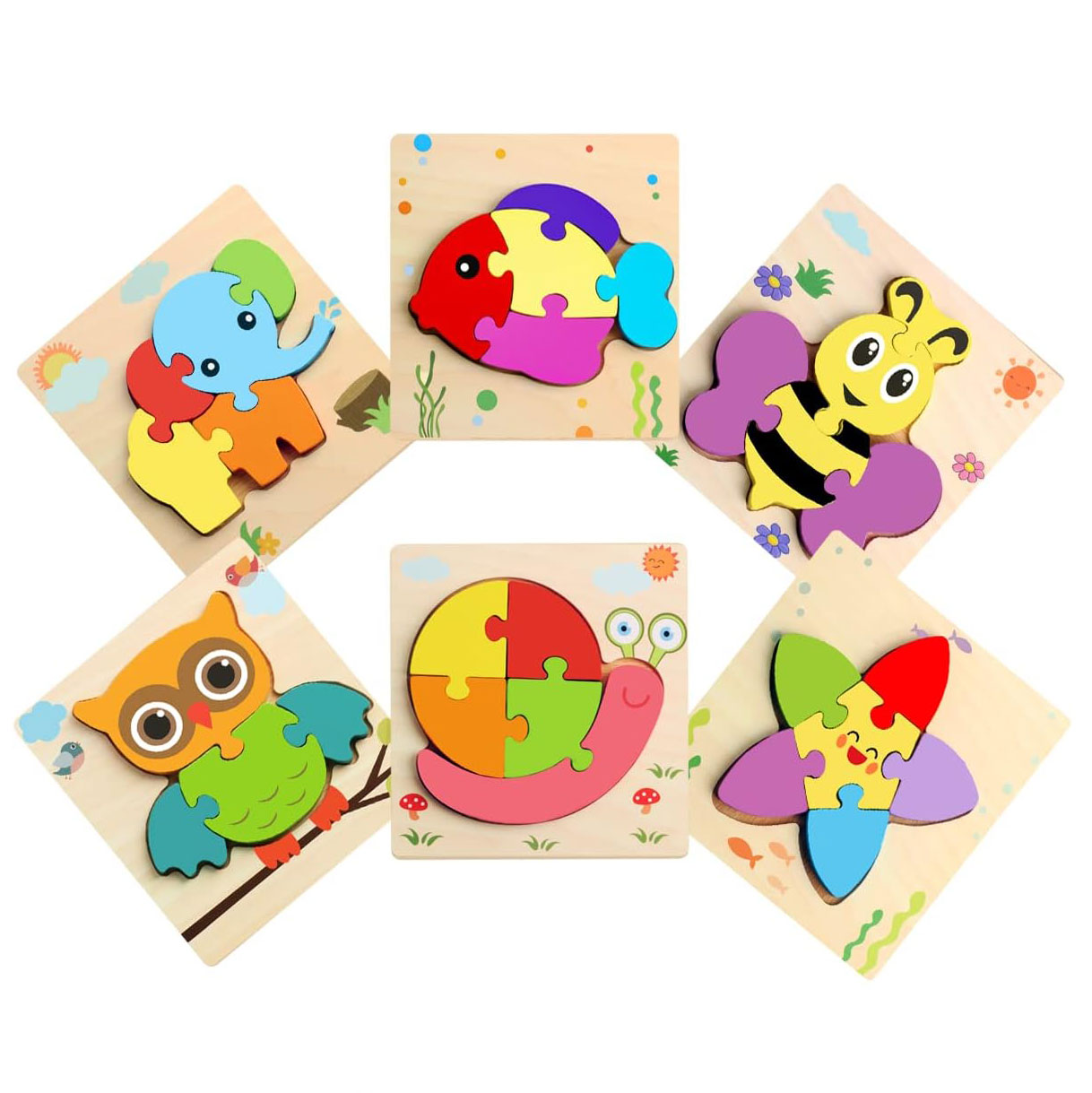 Jigsaw Toddler Educational Toys Wooden Puzzles for Learning Sensory Games 0-24 Months