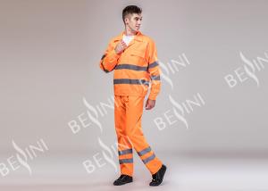 Quality Double Stitching Safety Work Clothes High Visable Orange Jacket Bib Pants Suit for sale