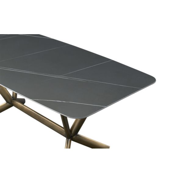 Modern Design Dining Room Furniture Sintered Stone Rectangular Marble Top Dining Table with Metal Legs
