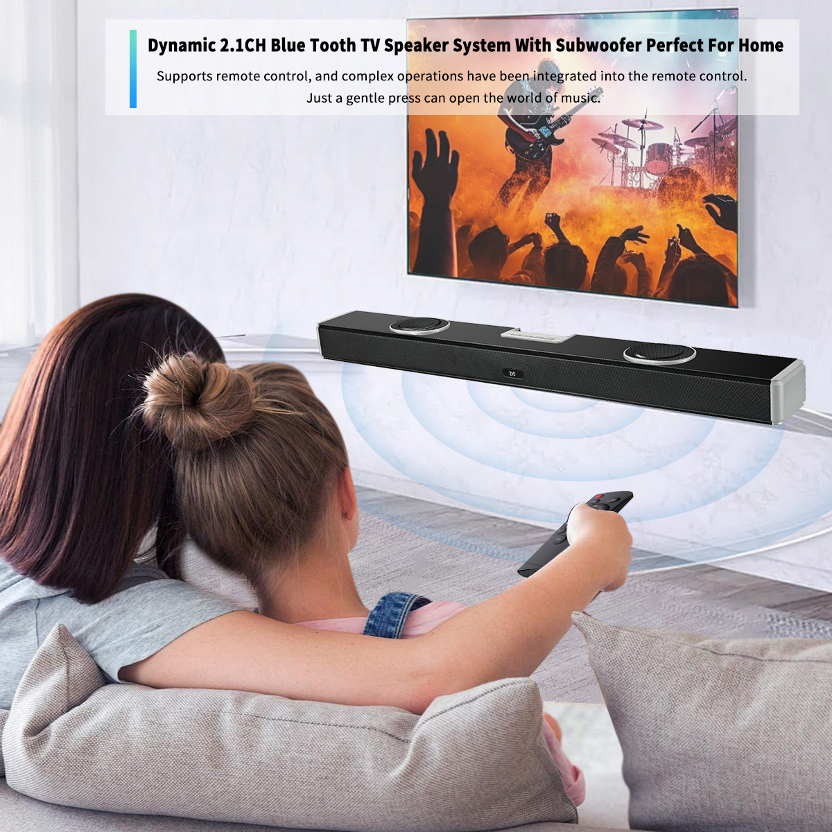 High Fidelity Audio Wireless TV Soundbar 2000mA With FM Radio