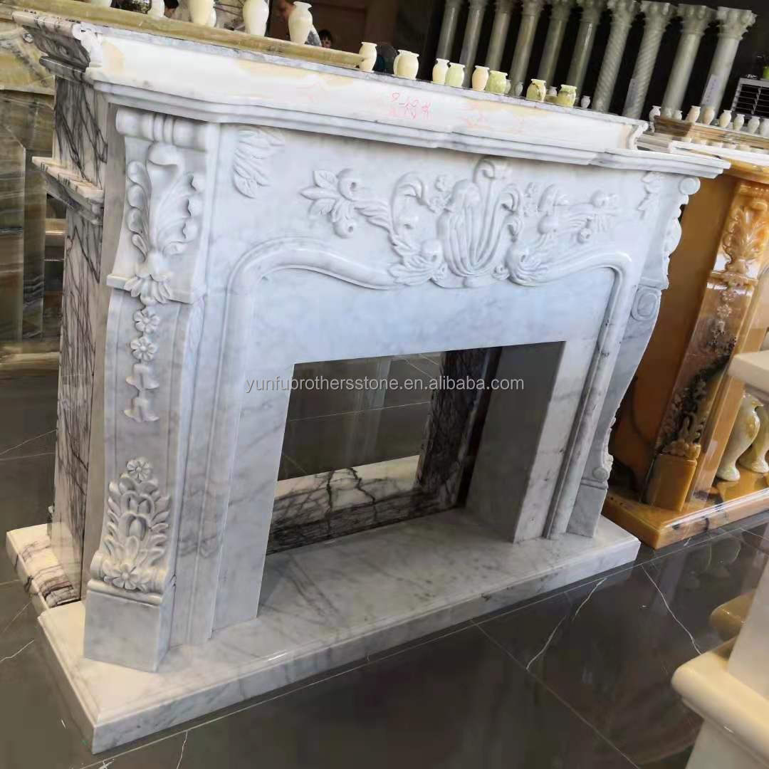 Function Without Remote Control Carara White Table Top Fireplace Insert with Frame Shelf