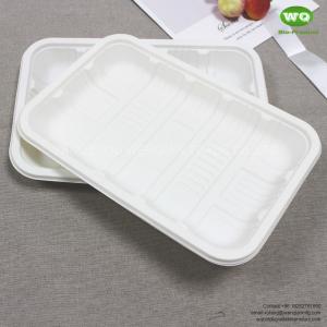 Quality Disposable Use Corn Starch Food Tray,Good Price Nature Color Biodegradable Meal Tray,Eeay Green Rectangle Platters for sale