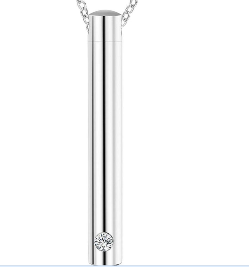 Stainless Steel Perfume Holder Bullet Cylinder Ashes Urn Pendant Angel Wing Charm Necklace Jewelry 6 Sizes