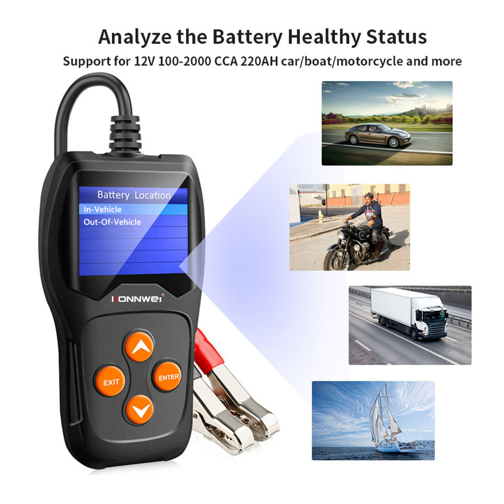 Konnwei KW600 Car Battery Tester Monitor LCD Display 12V 2000 CCA Cell Test Tool