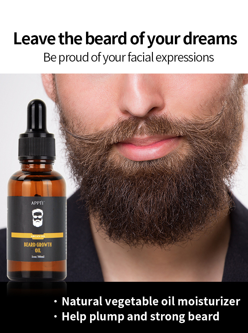 Men's Personal Care Organic Argan Oil For Beard Growth With Roller
