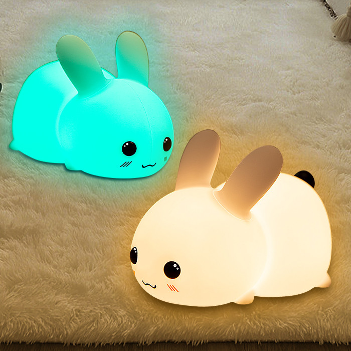 106x78.5x140mm Silicone Night Light Rabbit Shape 7 Colors Rechargeable