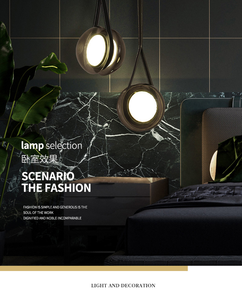 Nordic Modern Pendant Lights Glass Leather Belt Yo-yo Hanging Lamp(WH-GP-168)