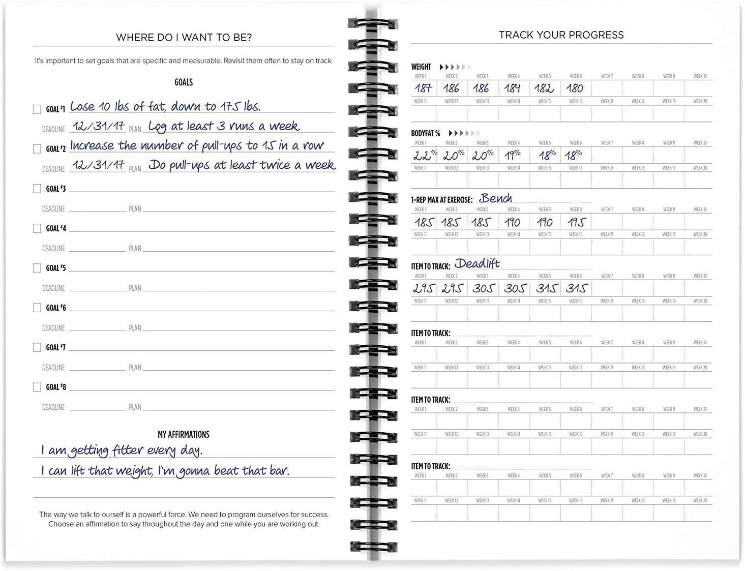 LOGO Customized Fitness Journal and Exercise Log Book for Daily Progress Tracking