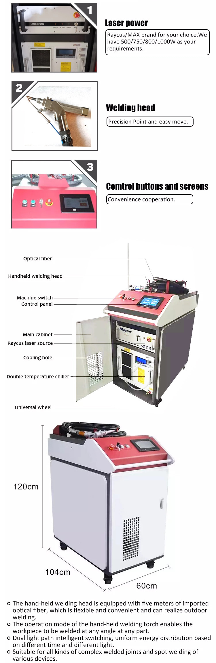 Portable Raycus 1070nm Fiber Laser Welding Machine
