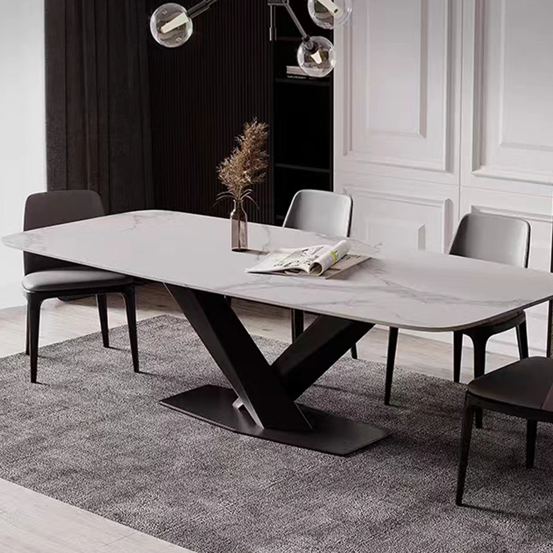 2025 New Luxury Home Dining Furniture Modern Stainless Steel Kitchen Table Set for 6 8 10 People Foshan Factory