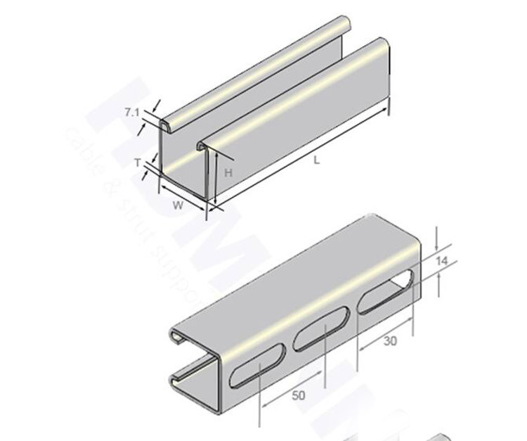 OEM Support Powerful Steel Strut System Hot Dip Galvanized Slotted Unistrut Channel