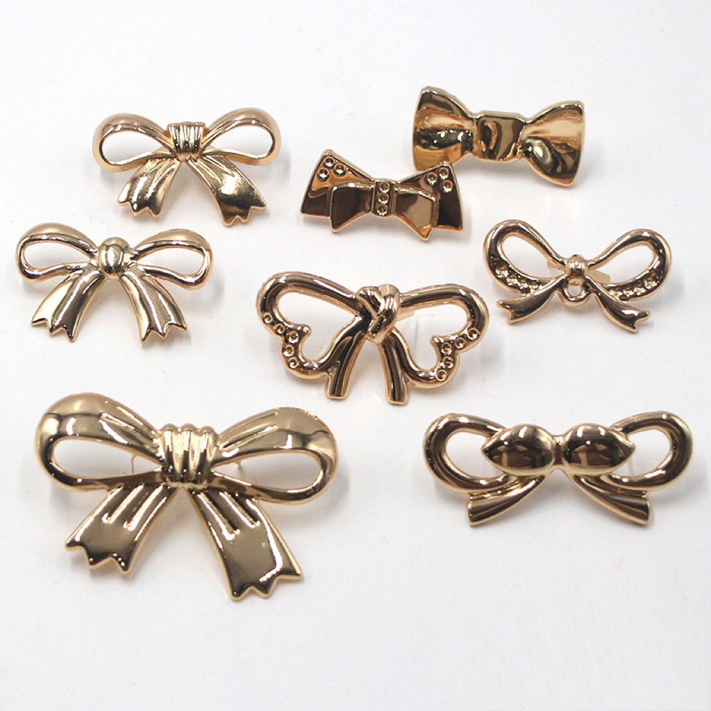 ODM Handbag Metal Tags Durable Embossed Brass Antirust Bow Knot Shape Purse Label