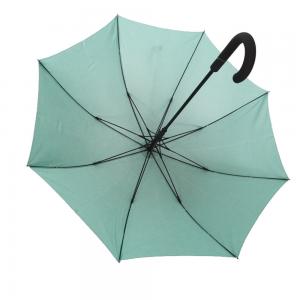 Quality Light Green UV Pretection Fabric Wind Resistant Umbrella With Curved Rubber Coating Handle for sale
