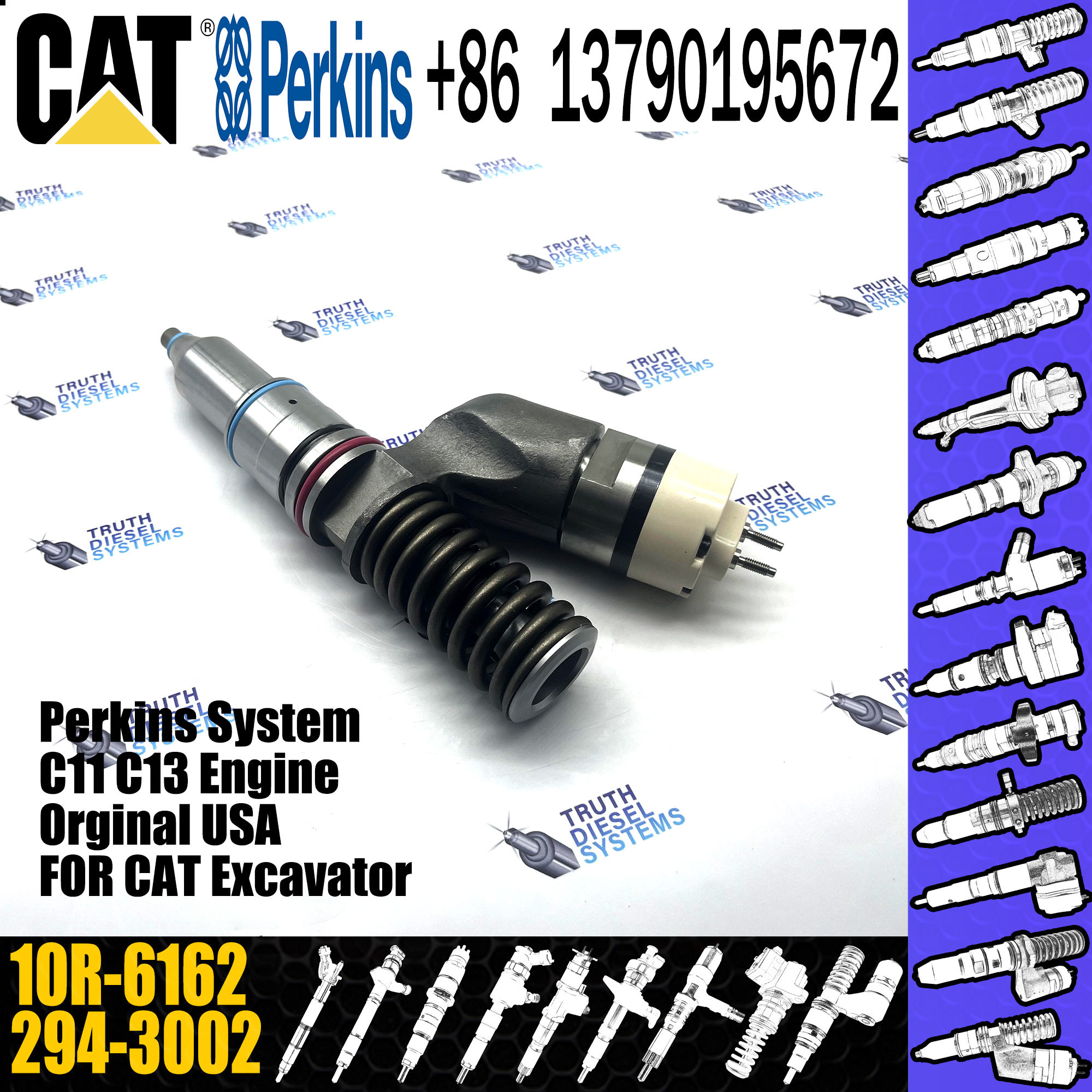 DIGEER high-end product superior materials C13 Common Rail Diesel Fuel Injector 294-3002 for CAT diesel engine 10R-6162