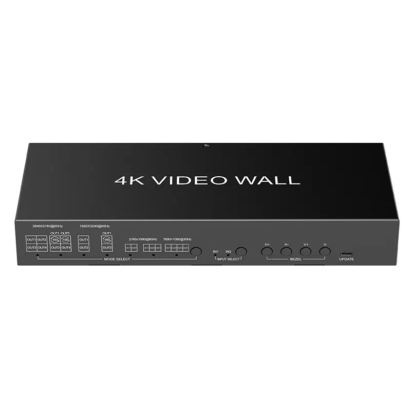 JCVISION 4K Video JCVISION Wall HDMI2.0 Matrix 2 in 4 out with 2X2 Video wall output self-adaptive L/R audio output