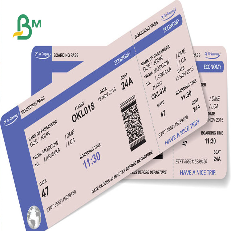 High Whiteness 787*1092mm/889*1194mm Shiny paper for Boarding Pass