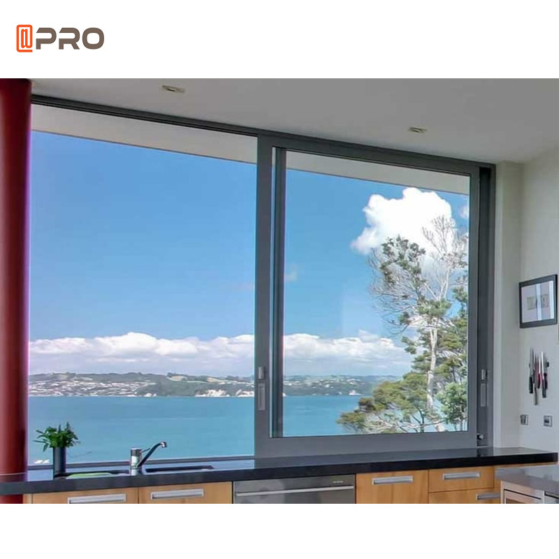 Champagne Color Double Glazed Aluminium Sliding Windows With Mosquito Net